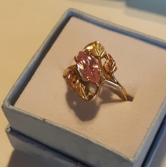 Black Hills Gold 10k Multi-tone Gold Pink Cz Ring - Picture 4 of 7